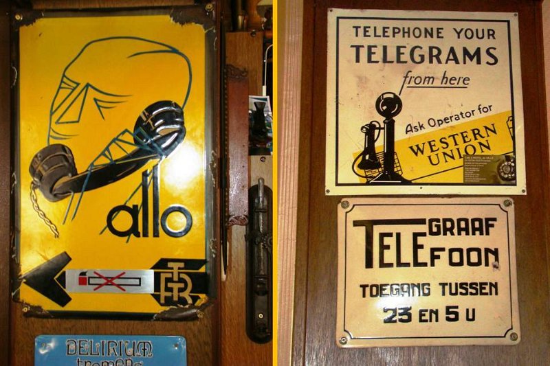 Wton07.jpg - Restaurant/museum telephone displays. Mostly Ericsson, French and other European phones
