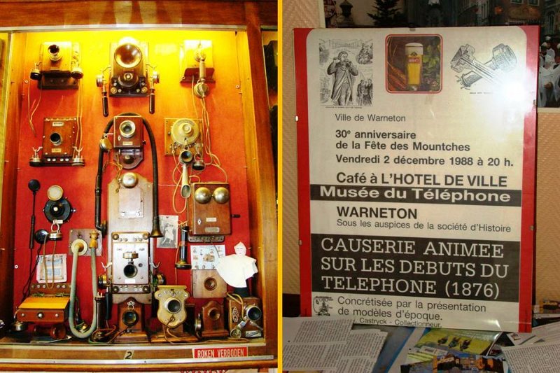 Wton08.jpg - Restaurant/museum telephone displays. Mostly Ericsson, French and other European phones
