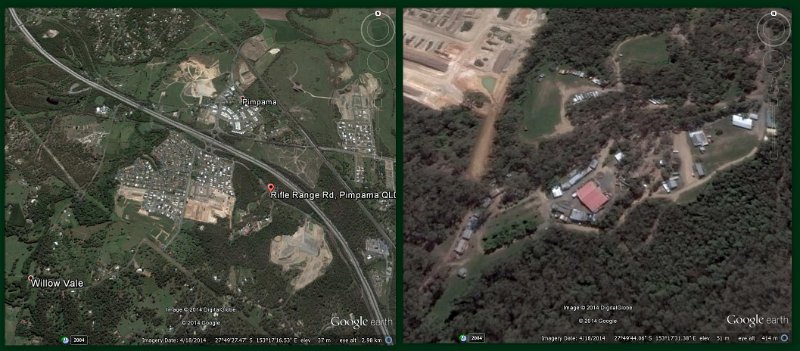115Ppama.jpg - Google Earth images of the South Coast Restoration Society's (SCRS) location at Heritage Park, Pimpama